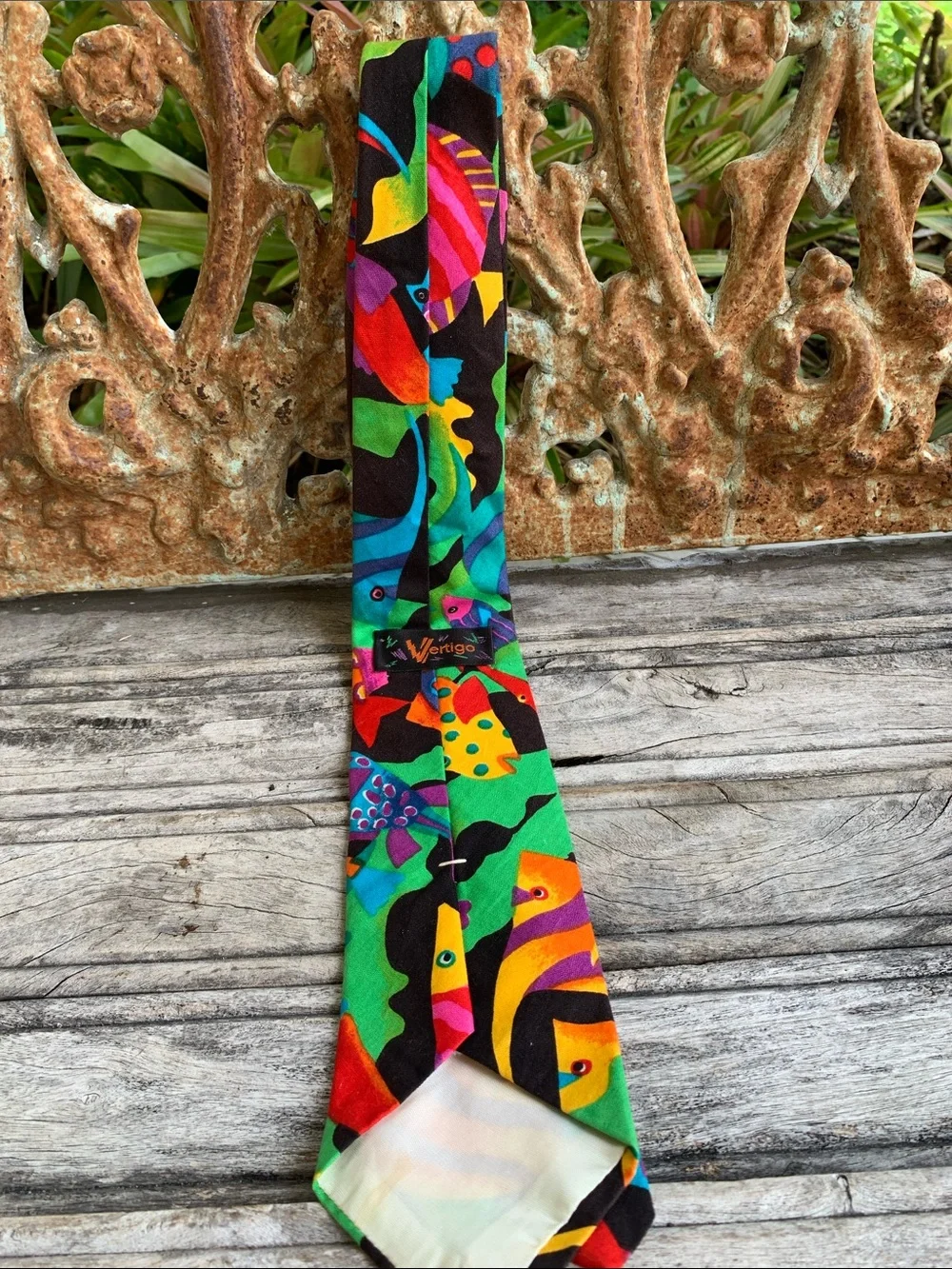 Vintage Vertigo 90’s Psychedelic Fish Print Men's Tie